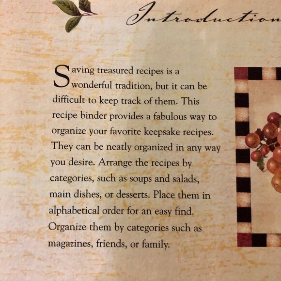 New Seasons Deluxe Recipe Binder 2003 Fruit Hardcover New Not Sealed 50 Pages - Picture 6 of 12